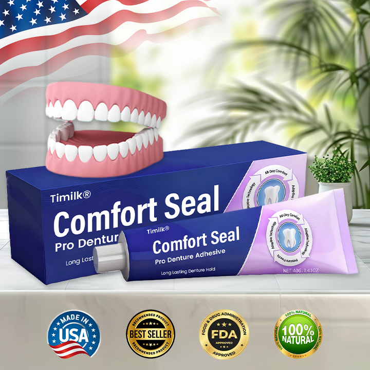 🔥 LIMITED SPECIAL OFFER 🔥 Timilk® Comfort Seal Pro Denture Adhesive🦷💜FDA Certified (Clinically Proven 96-   Hour Lock Hold for   Secure, Comfortable &   Zinc-Free Denture Fit) (A)
