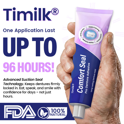 🔥 LIMITED SPECIAL OFFER 🔥 Timilk® Comfort Seal Pro Denture Adhesive🦷💜FDA Certified (Clinically Proven 96-   Hour Lock Hold for   Secure, Comfortable &   Zinc-Free Denture Fit) (A)