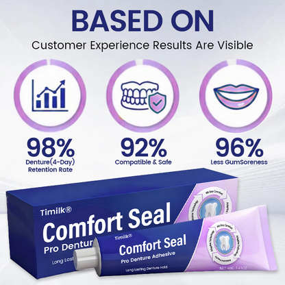 🔥 LIMITED SPECIAL OFFER 🔥 Timilk® Comfort Seal Pro Denture Adhesive🦷💜FDA Certified (Clinically Proven 96-   Hour Lock Hold for   Secure, Comfortable &   Zinc-Free Denture Fit) (A)