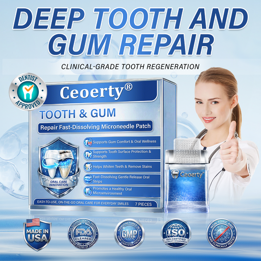 Ceoerty® Tooth & Gum Repair Fast-Dissolving Microneedle Patch✨ (𝟓-𝐢𝐧-𝟏 💎 𝐑𝐞𝐛𝐮𝐢𝐥𝐝 𝐄𝐧𝐚𝐦𝐞𝐥 & 𝐃𝐞𝐧𝐭𝐢𝐧 • 𝐒𝐭𝐫𝐞𝐧𝐠𝐭𝐡𝐞𝐧 𝐆𝐮𝐦𝐬 • 𝐄𝐫𝐚𝐝𝐢𝐜𝐚𝐭𝐞 𝐓𝐚𝐫𝐭𝐚𝐫 & 𝐎𝐝𝐨𝐫 • 𝐖𝐡𝐢𝐭𝐞𝐧𝐢𝐧𝐠 • 𝐒𝐭𝐨𝐩 𝐓𝐨𝐨𝐭𝐡 𝐒𝐞𝐧𝐬𝐢𝐭𝐢𝐯𝐢𝐭𝐲)